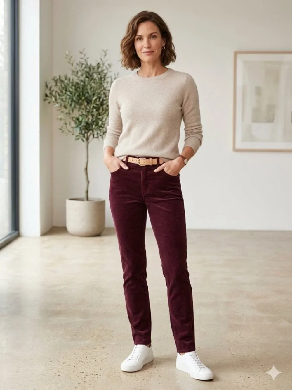 Cabi Women’s Size 12 Burgundy Carol Anderson Corduroy Skinny Five Pocket Pants